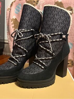 Michael Kors Black Lace-Up Platform Boots